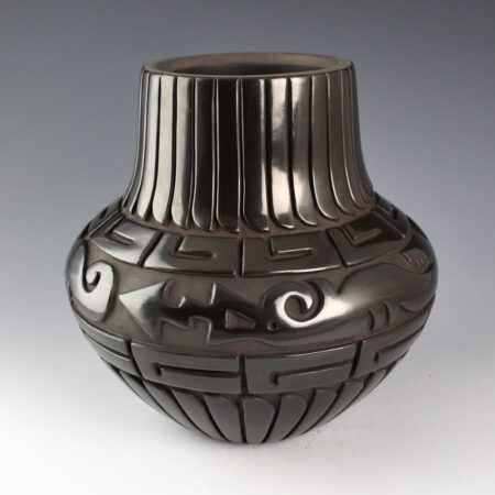 Tafoya-Sanchez, Linda - Jar with 60 Feathers and Double Avanyu