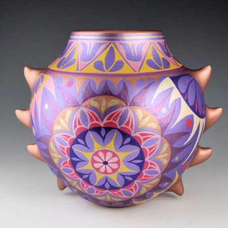 Alternative view of Holt, Lisa & Harlan Reano - 8" Tall Flame Jar with Flower Medallions (2025)