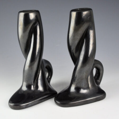 Alternative view of Tafoya, Margaret - Pair of Clay Candlesticks (1950's)