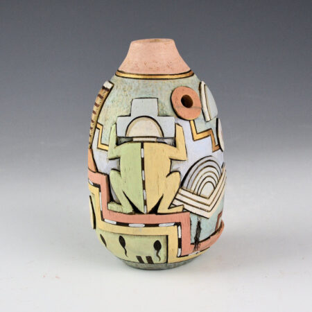 Honyouti, Mavasta - "Frogs and Water" Relief Carved Cottonwood Jar