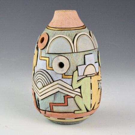 Alternative view of Honyouti, Mavasta - "Frogs and Water" Relief Carved Cottonwood Jar