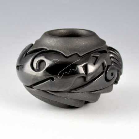 Youngblood, Nancy - Jar with Avanyu, Four Shells, and Swirling Melon Rib Base (2025)