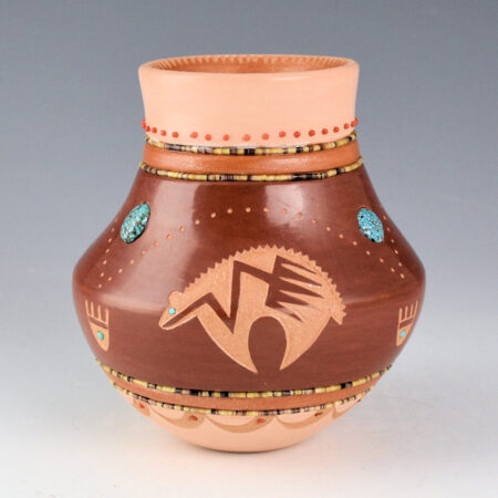 Alternative view of Sanchez, Russell  - Polychrome Jar with Three Heartline Bears and 70 Inset Stones