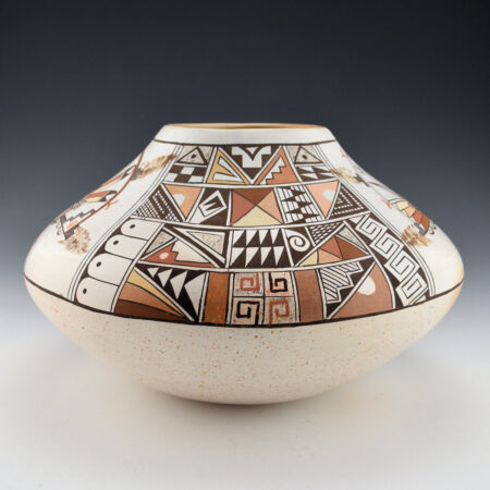 Alternative view of Naha, Rainy - 10" Wide Jar with Male and Female Salako Katsinas
