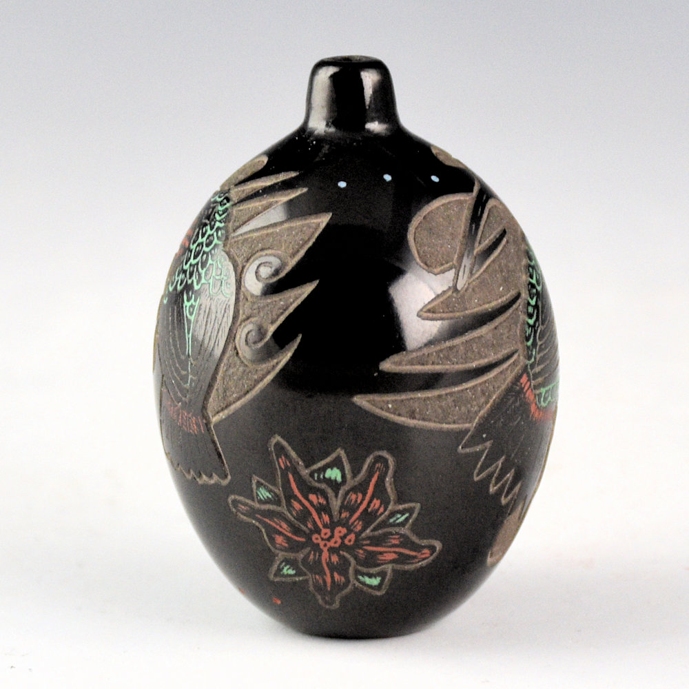 Tafoya, Ray - Black Jar with Hummingbirds (1984) - Image 3