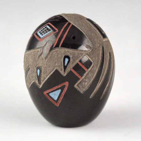 Tafoya, Ray  - Black Seedpot with Mimbres Fish (1984)