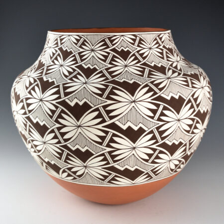 Patricio, Robert - 11"Wide Interlocking Black-and-White Butterfly Design Water Jar