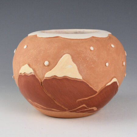 Medlock, Rochelle Jewel (20 Years Old) - "Pueblo in Winter" Carved Bowl