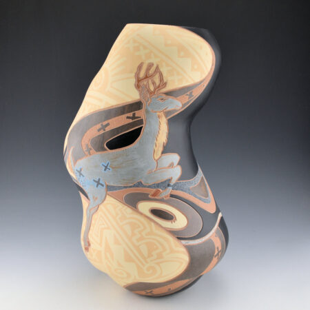 Alternative view of Folwell, Susan -  13" Tall "Dream Deer" Mosaic Jar