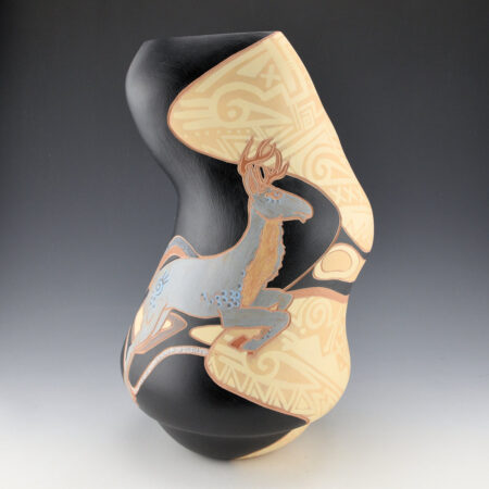 Folwell, Susan -  13" Tall "Dream Deer" Mosaic Jar