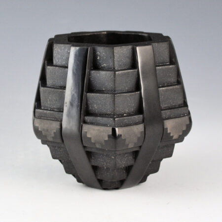 Lugo, Sergio - "Midnight Steps" Carved Square Shaped Jar