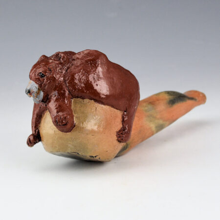 Claw, Silas and Bertha - Clay Pipe with Relief Bear (1990s)