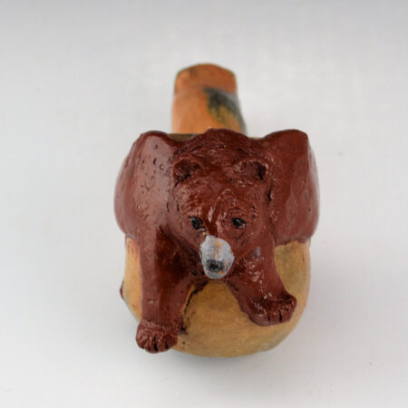 Alternative view of Claw, Silas and Bertha - Clay Pipe with Relief Bear (1990s)