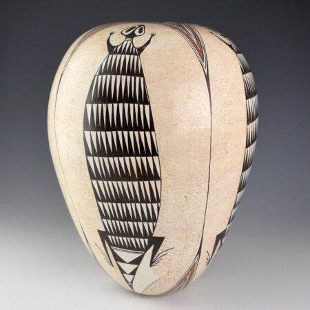 Naha, Sylvia - 11.75" Tall Jar with Lizards and Star Designs (1990s)