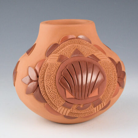 Garcia, Tammy -"Wisdom and Water" Three Color Carved Turtles Jar (2025)