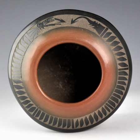 Alternative view of Tapia, Tom - Black-and-Sienna Jar with Avanyu and Feathers (1990s)