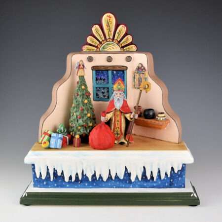 Arthur Lopez - "San Nicholas in Old Santa Fe" Wood Carving
