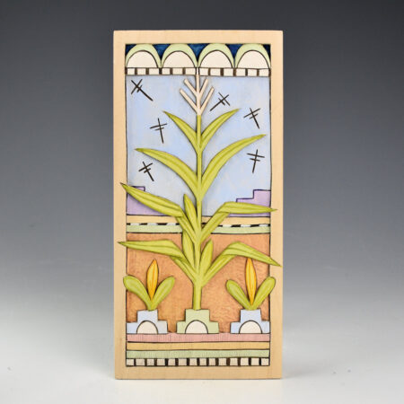 Honyouti, Mavasta - "Corn and Dragonflies" Relief-Carved Cottonwood Plaque