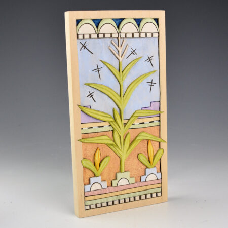Alternative view of Honyouti, Mavasta - "Corn and Dragonflies" Relief-Carved Cottonwood Plaque