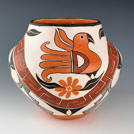 Juanico, Marie Sanchez -Water Jar with Rainbow and Parrots (1990s)