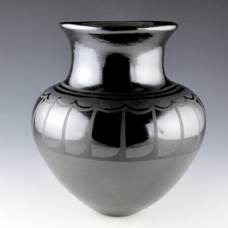 Sanchez, Angelita - Black Water Jar with Feathers and Clouds (1970s)