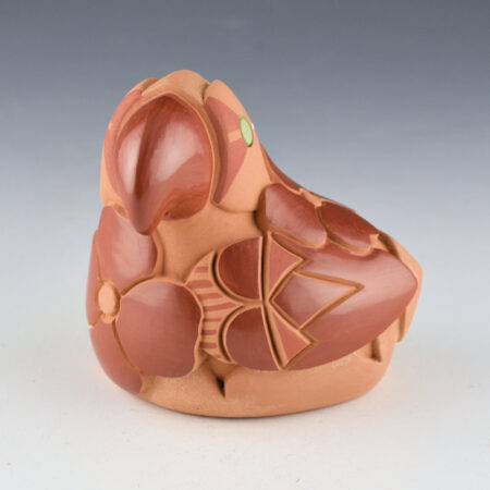 Borts-Medlock, Autumn - Polychrome Clay Parrot with Carved Flowers and Clouds