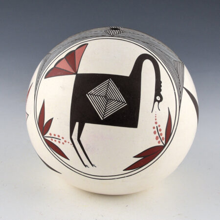 Natseway, Charmae - Large Seedpot with Mimbres Turkey and Crane (1990s)