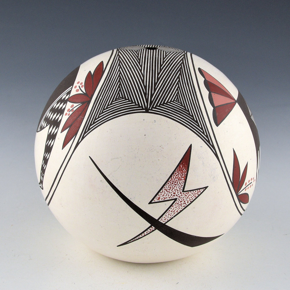 Natseway, Charmae - Large Seedpot with Mimbres Turkey and Crane (1990s) - Image 3