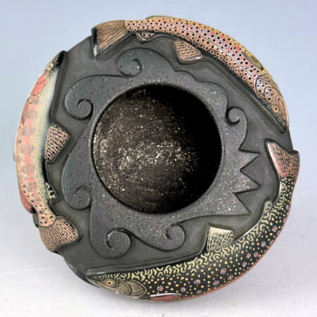 Alternative view of Tafoya, Jennifer and Chris Youngblood - "Trout" Small Bowl with 3 Trout