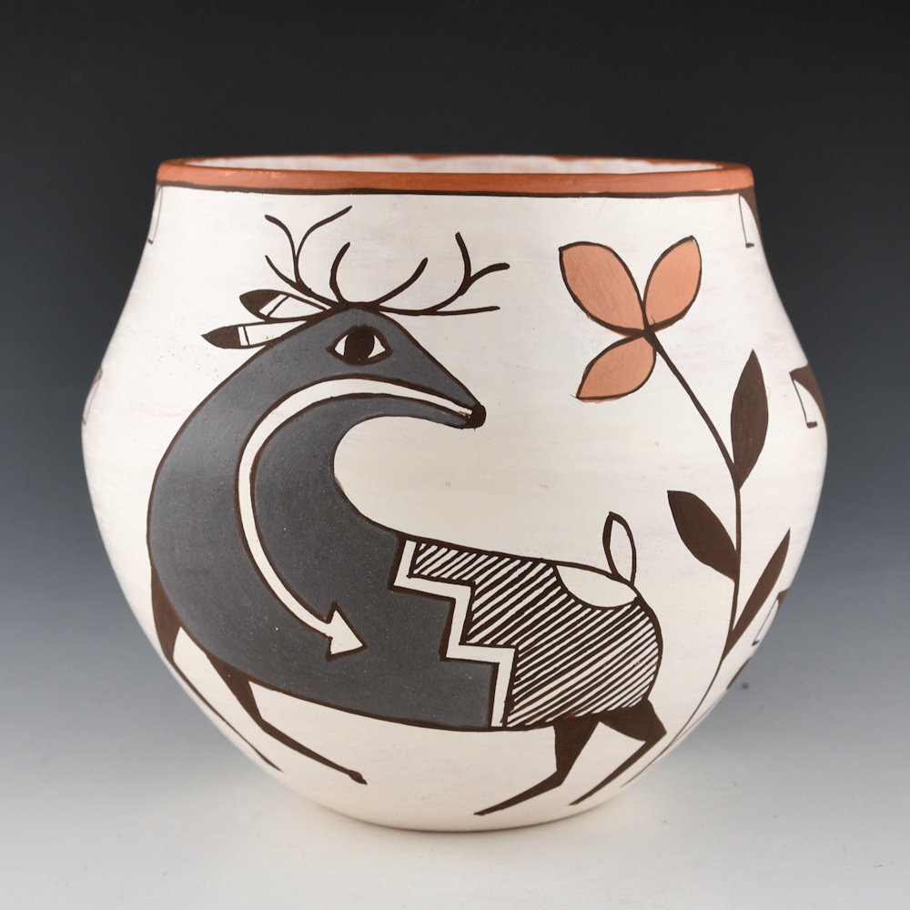 Lewis-Garcia, Diane - 5" Tall Jar with Two Heartline Deer - Image 3
