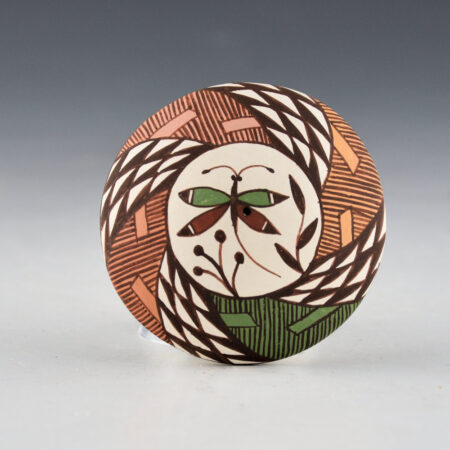 Lewis-Garcia, Diane - Polychrome Seedpot with Dragonfly and Swirling Clouds