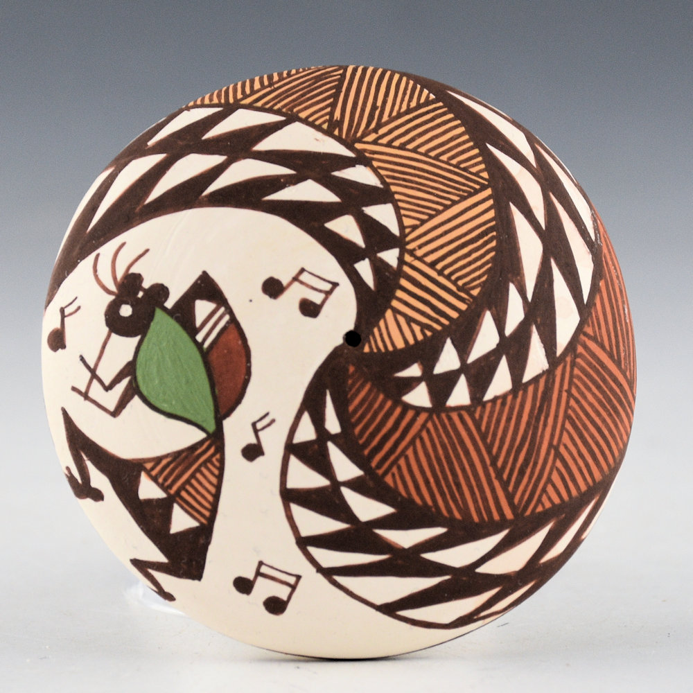 Lewis-Garcia, Diane - Polychrome Seedpot with Flute Player