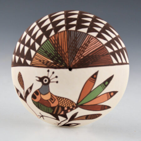 Lewis-Garcia, Diane - Polychrome Seedpot with Peacock and Sunrise Design