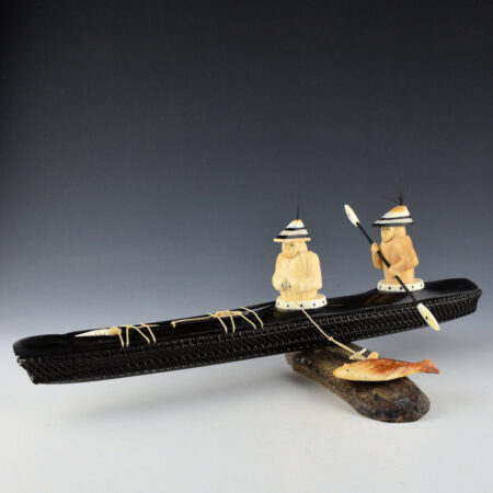 Alternative view of Johnston, Don - Baleen Basket Kayak with Summer Fisherman, Paddler, and Halibut