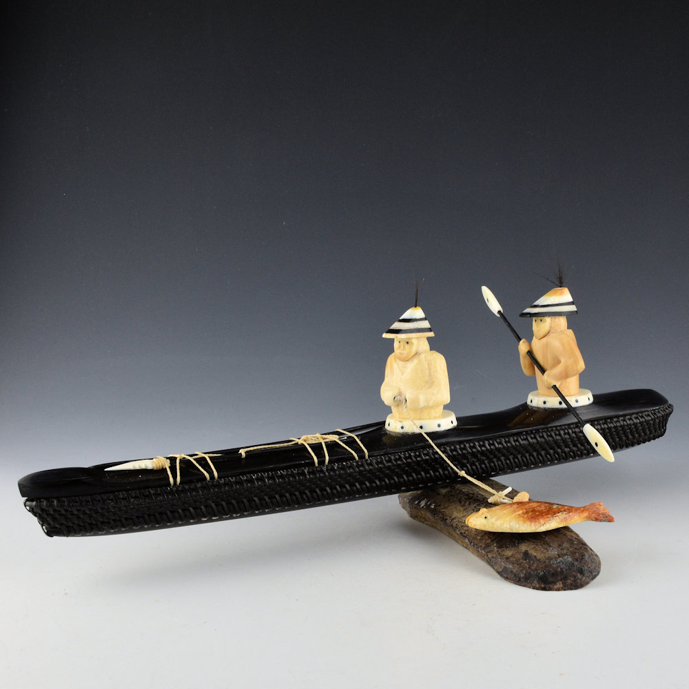 Johnston, Don - Baleen Basket Kayak with Summer Fisherman, Paddler, and Halibut - Image 2