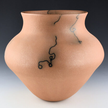 Romero, Edna - 10" Wide Micaceous Water Jar with Fire Clouds