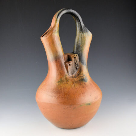 Black, Elsie Bigman - 12" Tall Wedding Vase with Pueblo Scenes (1990s)