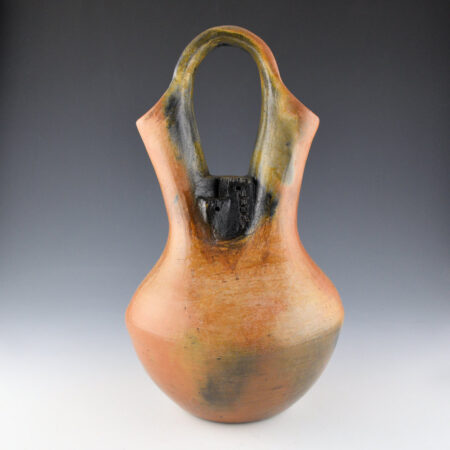 Alternative view of Black, Elsie Bigman - 12" Tall Wedding Vase with Pueblo Scenes (1990s)