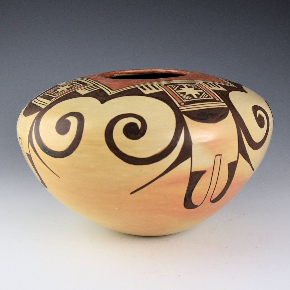 Nampeyo, Elva Tewaguna - 8.5" Wide Bowl with Eagle Tail Design (1960s) - Image 3