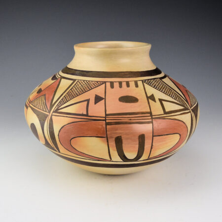 Nampeyo, Fannie - 8" Wide Jar with Katsina and Bird Designs (1970s)