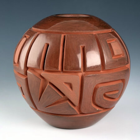 Alternative view of Begay, Jr., Harrison - Brown Fired Bowl with Carved Heartline Bear (2012)