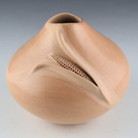 Alternative view of Nampeyo, Iris - Buff Colored Jar with Corn in Raised Relief (1990's)