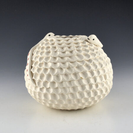 Alternative view of Shutiva-Hista, Jackie - Bowl with 21 Corrugated Rows  and Snake Handles