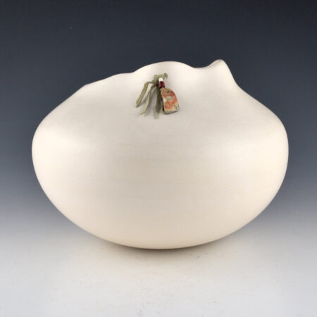 Stevens, Jacquie - Micaceous White "Bag" Jar (1990s)