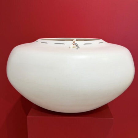 Stevens, Jacquie - 19" Wide Micaceous White "Bag" Jar (1990s)