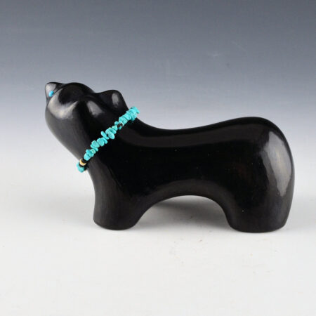 Alternative view of Naranjo, Jarren - Large Clay Standing Bear with Turquoise Necklace