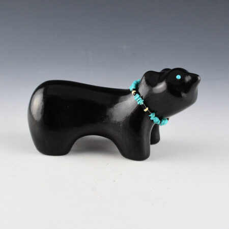 Naranjo, Jarren - Large Clay Standing Bear with Turquoise Necklace
