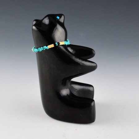 Alternative view of Naranjo, Jarren - Large Clay Sitting Bear with Turquoise Necklace