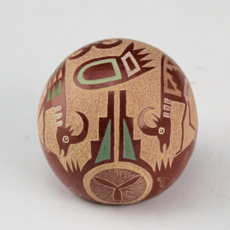 Alternative view of Lonewolf, Joseph - Seedpot with 3 Mimbres Big Horn Sheep (1987)