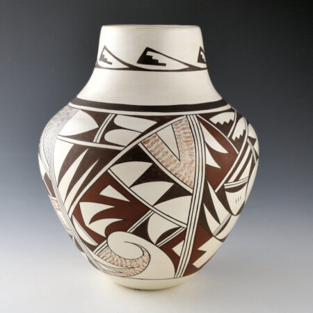 Alternative view of Navasie, Joy "Frogwoman" - 8" Tall Jar with Swirling Birds and Clouds (1980s)